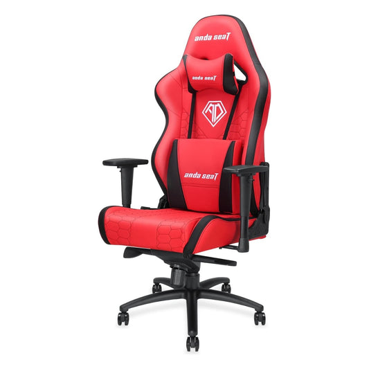 AndaSeat Spirit King Series Gaming Chair, Armrest 3D frog tray big lumbar pillow headrest pillow 65mm casters black aluminum base - Red & Black