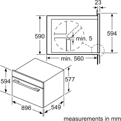 Siemens VG011DBR0M Gas Built-in Oven, Full-Surface Grill/Broiler + Gas Bottom Heating Cooking Method, Integrated Cleaning System, Overheat Protection, Black/Stainless Steel