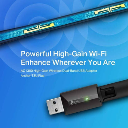 TP-Link Archer T3U Plus AC1300 USB 3.0 Wi-Fi Dongle | Dual Band MU-MIMO Adapter | High Gain Antenna