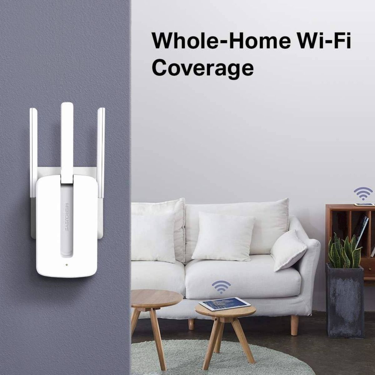 MERCUSYS MW300RE N300 Wi-Fi 4 Range Extender | 300 Mbps 2.4 GHz | 3 External Antennas | MIMO | WPS | White