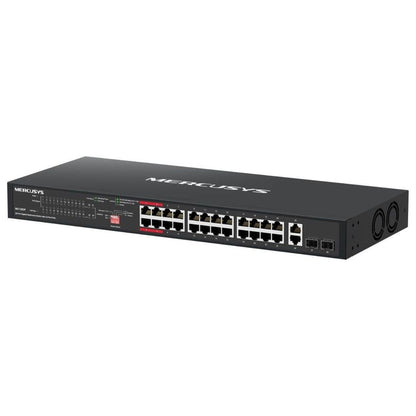 MERCUSYS MS128GP 28-Port Gigabit PoE+ Rackmount Switch | 24 PoE+ Ports | 295W Power Budget | 2 Gigabit Uplinks | 2 SFP Slots | 802.3af/at | 56Gbps