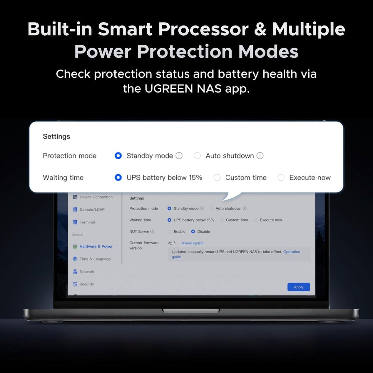 UGREEN NAS UPS US3000 | 120W DC Battery Backup | 12000mAh Lithium-Ion Battery | Zero-Second Power Transfer