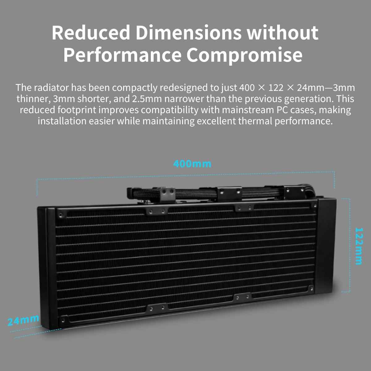 Lian-Li HydroShift II LCD-C 360CL Liquid CPU Cooler – 2.1" IPS Display, 2500 RPM Pump, No Fans Included, Aluminum Radiator | Black | GHS2LCD36B