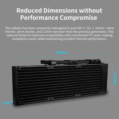 Lian-Li HydroShift II LCD-C 360CL Liquid CPU Cooler – 2.1" IPS Display, 2500 RPM Pump, No Fans Included, Aluminum Radiator | Black | GHS2LCD36B