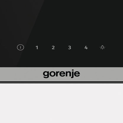 Gorenje WHI644EB Built-In Inclined Cooker Hood, 60cm, 637m³/h Extraction Rate, Touch Control, LED Lighting, Black Glass Finish