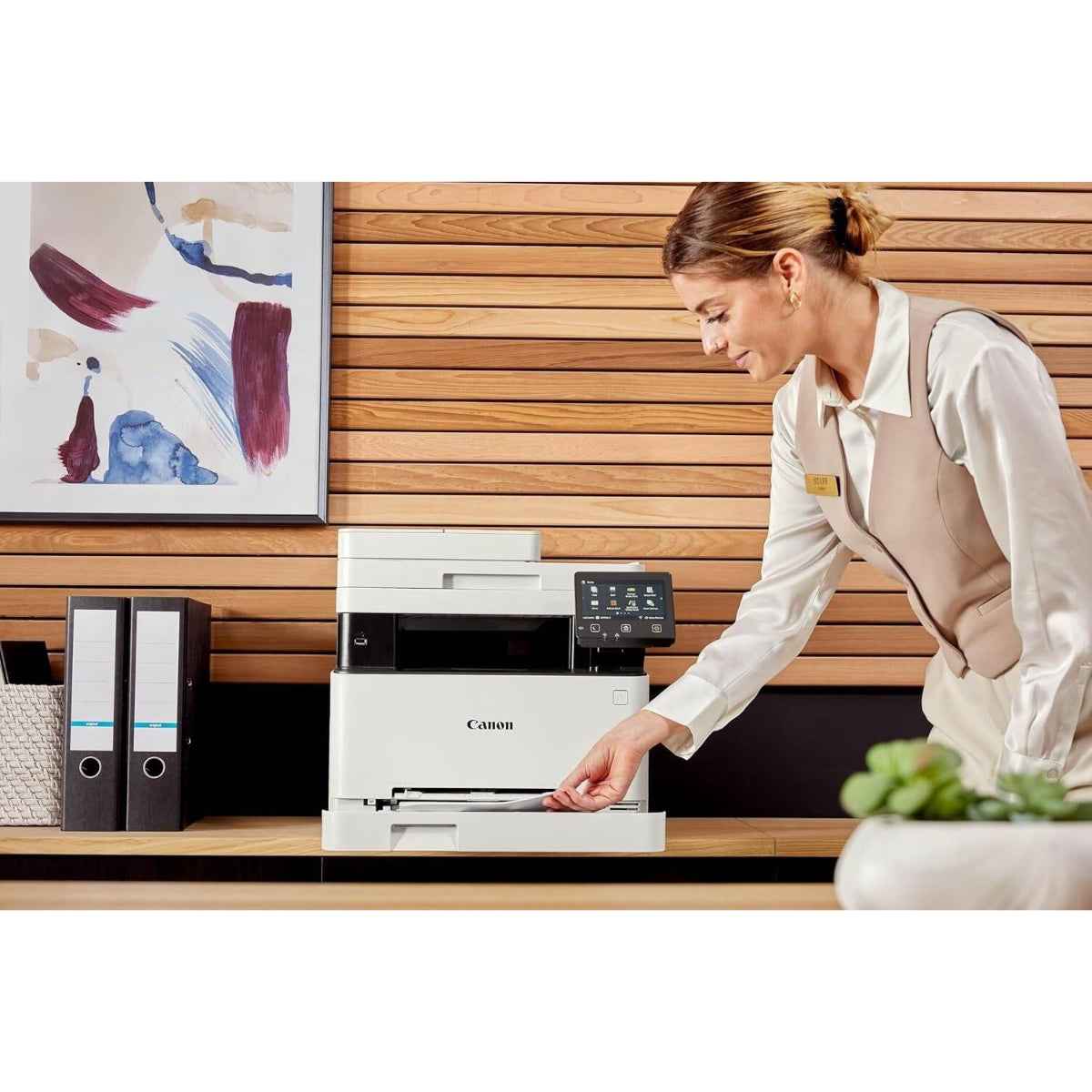 Canon i-SENSYS MF651Cw Wireless Colour Multifunction Laser Printer – Print, Copy, Scan, 18 ppm, 1200 × 1200 dpi, WiFi, Cloud Scan, 5” Touch LCD, White | 5158C009