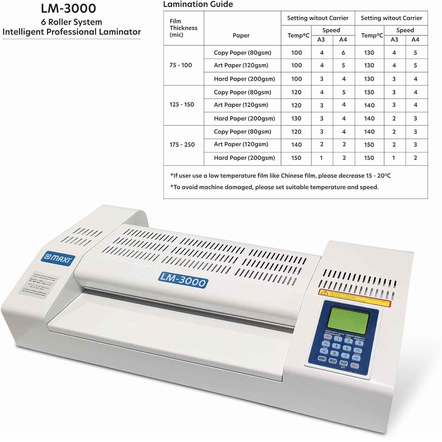 MAXI A3 Auto Feeder Laminator – 6 Roller System, High-Speed Professional Lamination, 80–350 Microns, Heavy-Duty Commercial Use | MX-LM3000