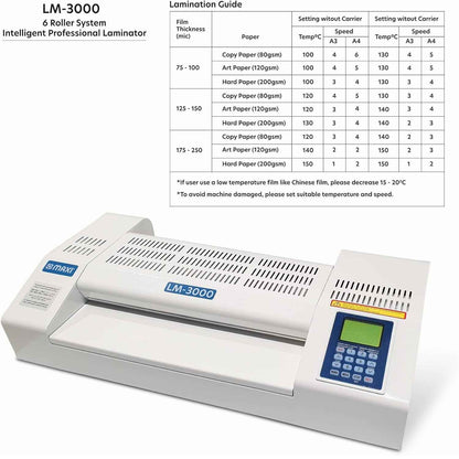 MAXI A3 Auto Feeder Laminator – 6 Roller System, High-Speed Professional Lamination, 80–350 Microns, Heavy-Duty Commercial Use | MX-LM3000