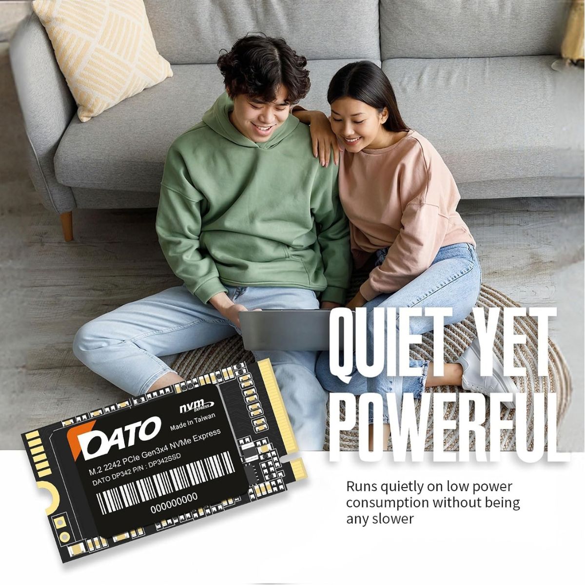 DATO DP342 512GB M.2 2242 NVMe SSD | PCIe Gen3 x4 | Up to 2500MB/s Read | 1700MB/s Write