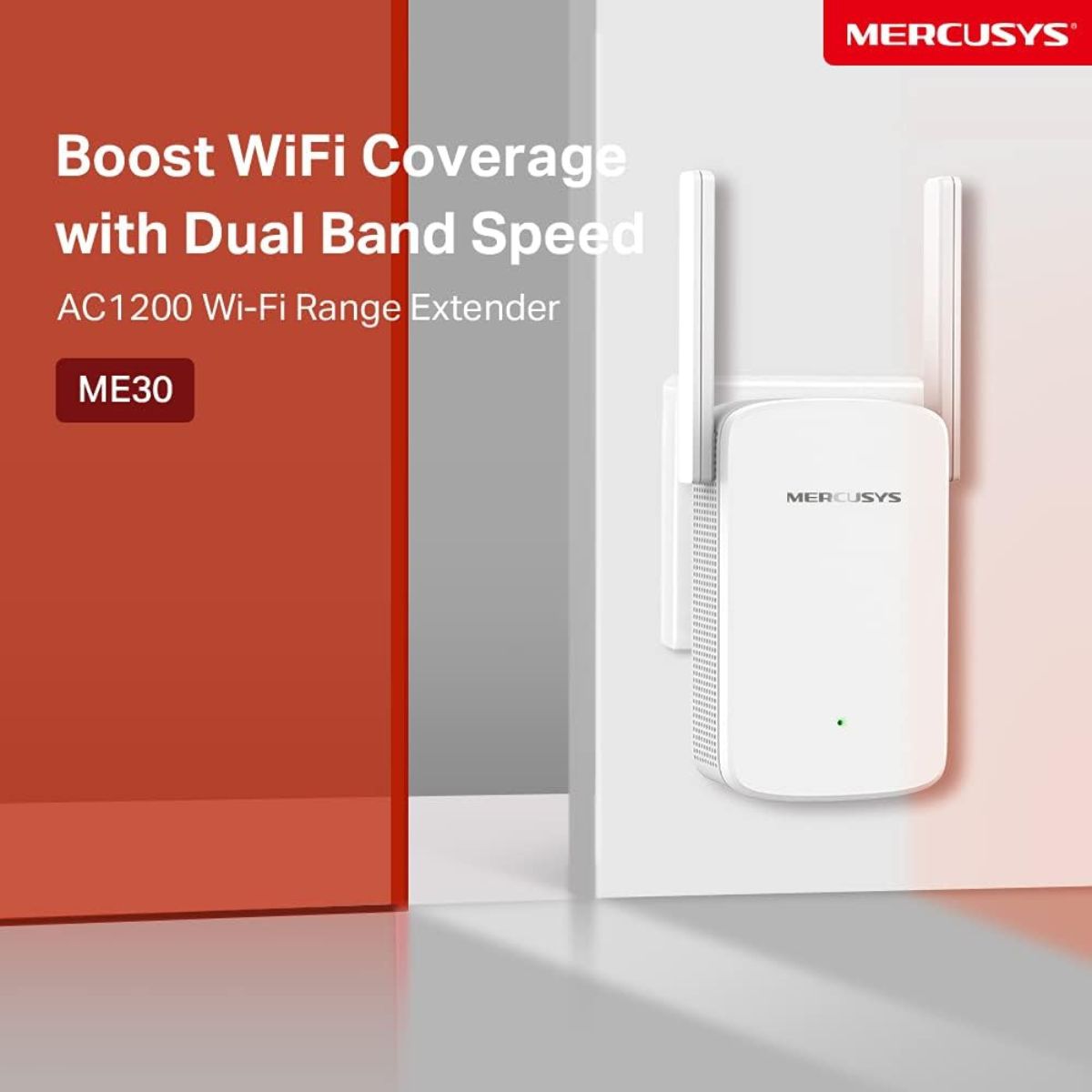 MERCUSYS ME30 AC1200 Wi-Fi Range Extender | Dual-Band 1200 Mbps | 2 External Antennas | Fast Ethernet | Access Point Mode