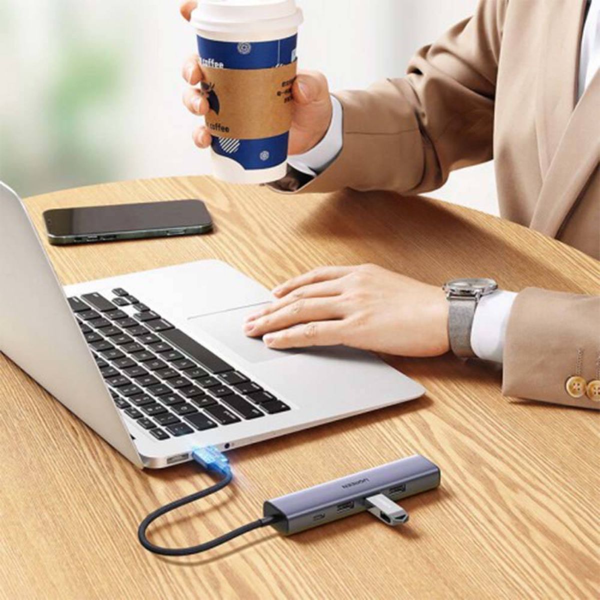 UGREEN CM475 Multifunctional Type-C Hub Docking Station | 3× USB 3.0 | RJ45 Gigabit Network | USB-C Charging | Aluminium Alloy | Gray | 20932
