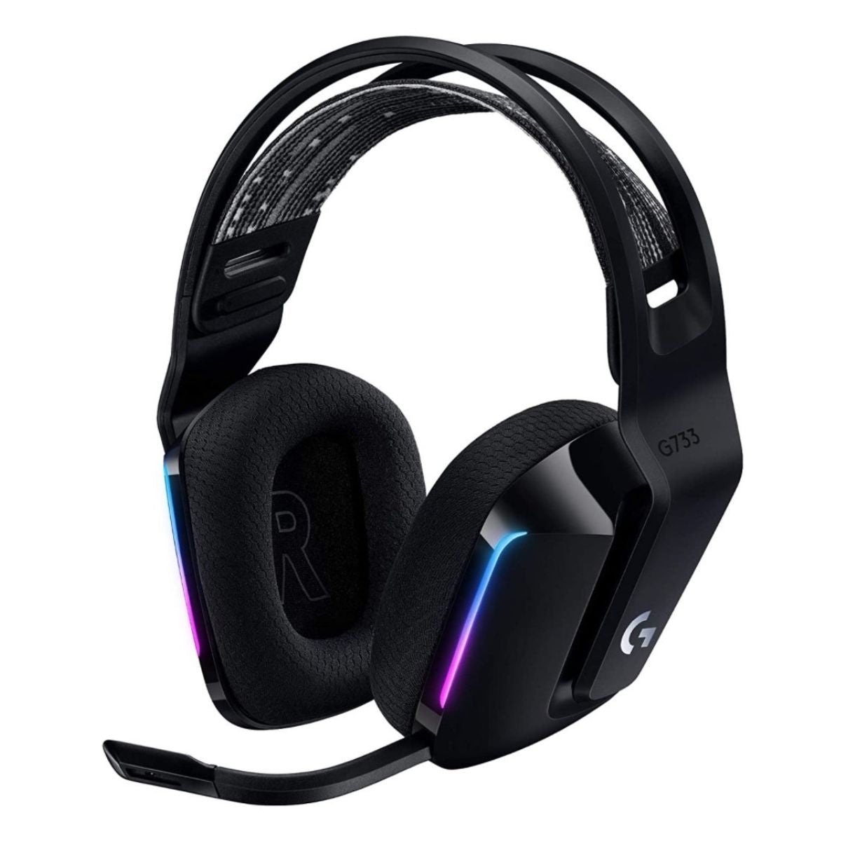 Logitech G733 LIGHTSPEED Wireless RGB Gaming Headset, 2.4GHz, PRO-G Drivers, 29H Battery, BLUE VO!CE Mic, Black / White / Blue / Lilac