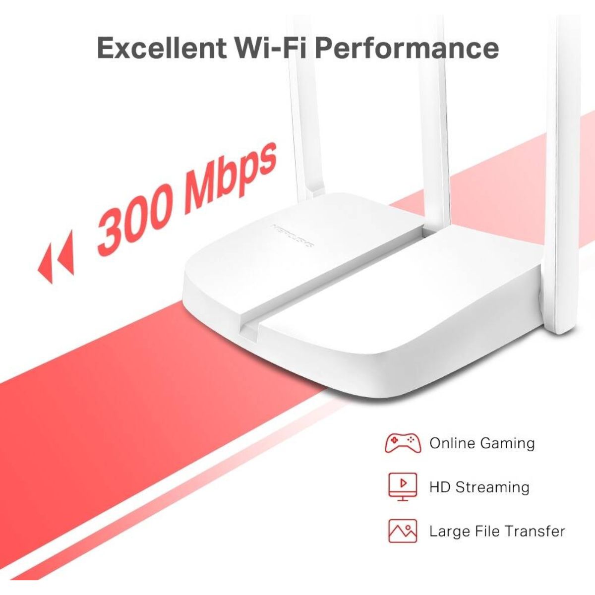 MERCUSYS MW306R N300 Wi-Fi 4 Wireless Router | 300 Mbps 2.4 GHz | 3 External Antennas | 1× 10/100 Mbps WAN | 3× 10/100 Mbps LAN | White