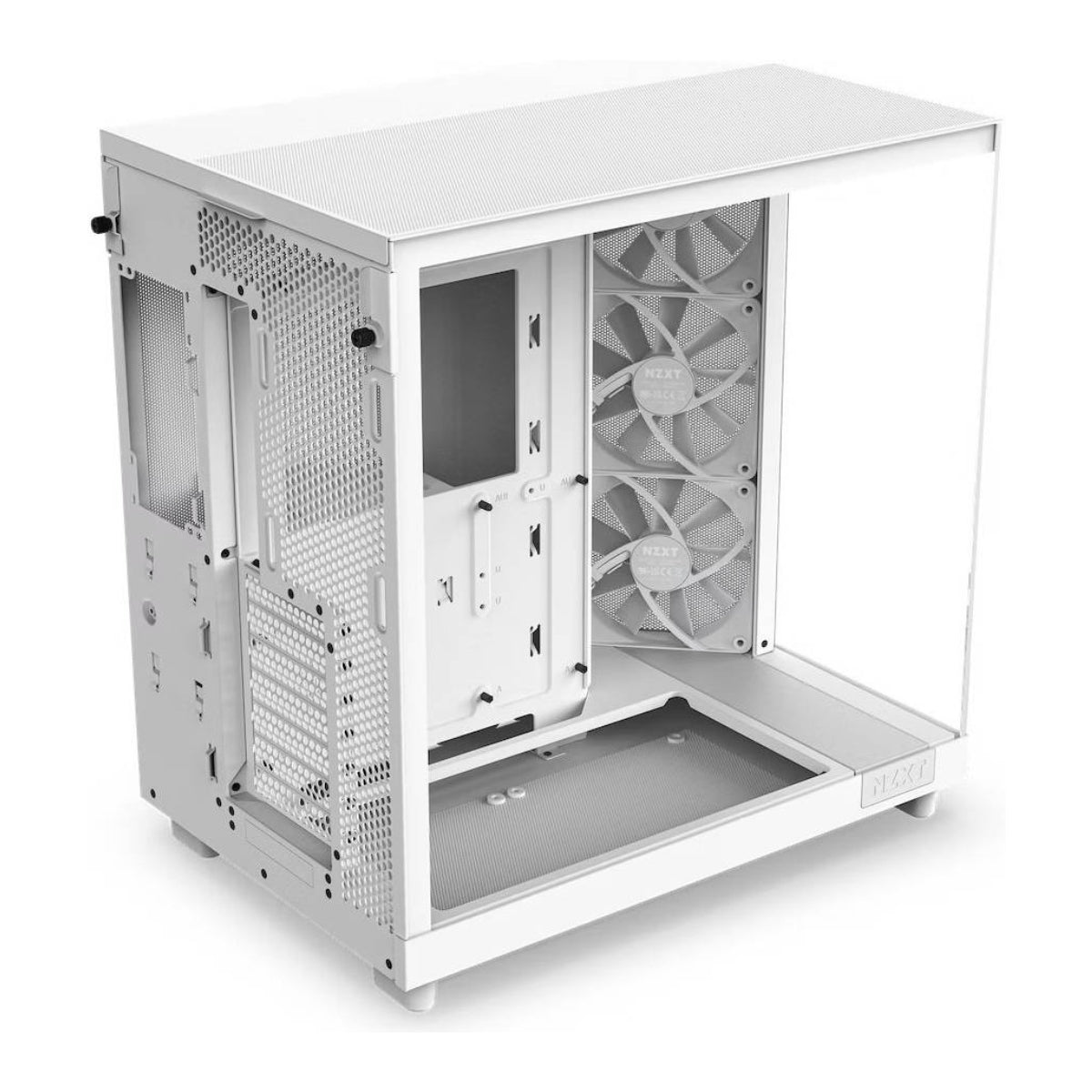 NZXT H6 Flow CC-H61FW-01 Compact Dual-Chamber Airflow Mid-Tower ATX White&nbsp;Case, Panoramic Glass Panels, Up to 360 mm Radiator &amp; 3x 120mm F120Q Fans, Cable Management, USB-C 3.2 / USB-A 3.2
