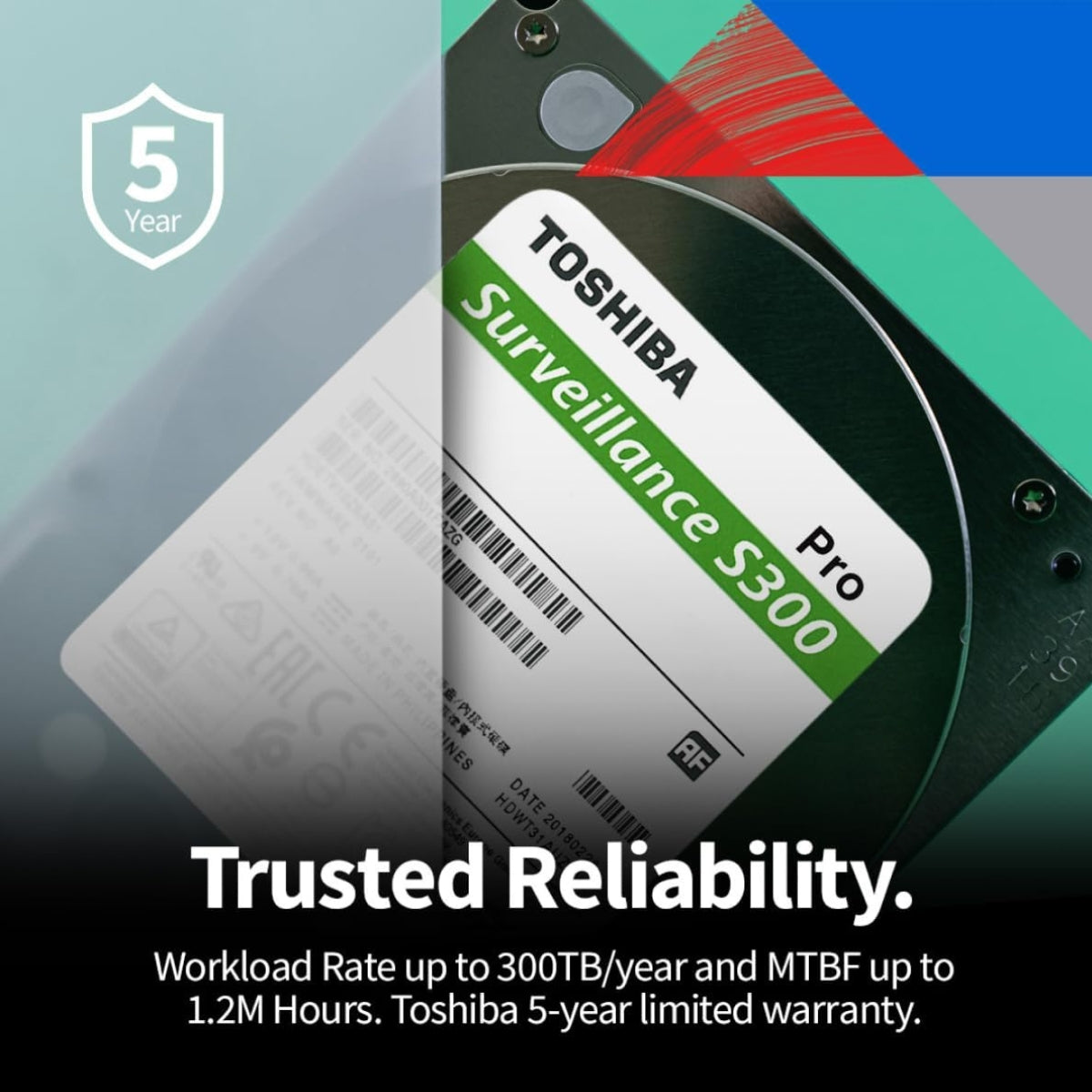 Toshiba S300 Pro 8TB Surveillance 3.5" SATA 6Gbit/s Internal HDD, 7200rpm, 512mb Buffer Size, Support Up to 64 Video Cameras