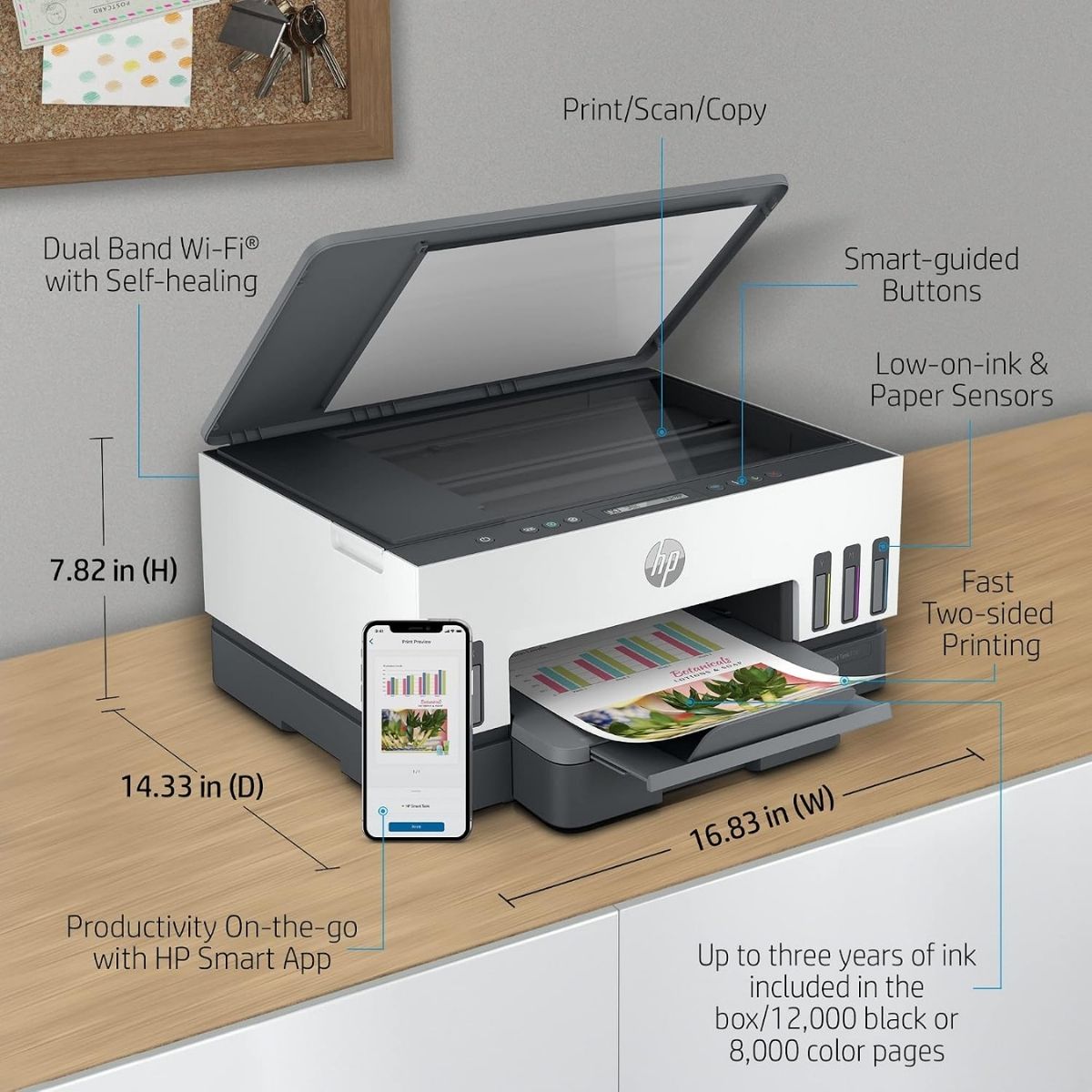 HP Smart Tank 720 All-in-One Printer | Print, Copy & Scan | Wireless | 15 ppm | Wi-Fi &amp; Bluetooth | New (Open Box)