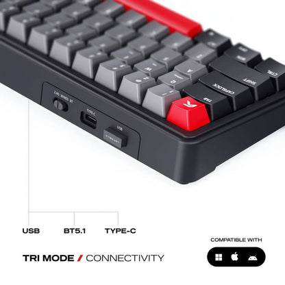 Cybeart Akula 65 Signature Edition Gaming Keyboard – 65% Compact Layout, Pre-Lubed Mechanical Switches, Hot-Swappable Keys, RGB Backlighting, Tri-Mode Connectivity