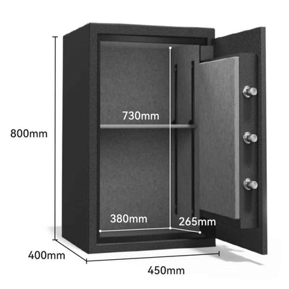 Deli T602 Fireproof Safe, Digital Security Safe Box for Home & Office, Heavy-Duty 1-Hour Fireproof Steel Safe 68kg (80x45x40cm) Dark Grey