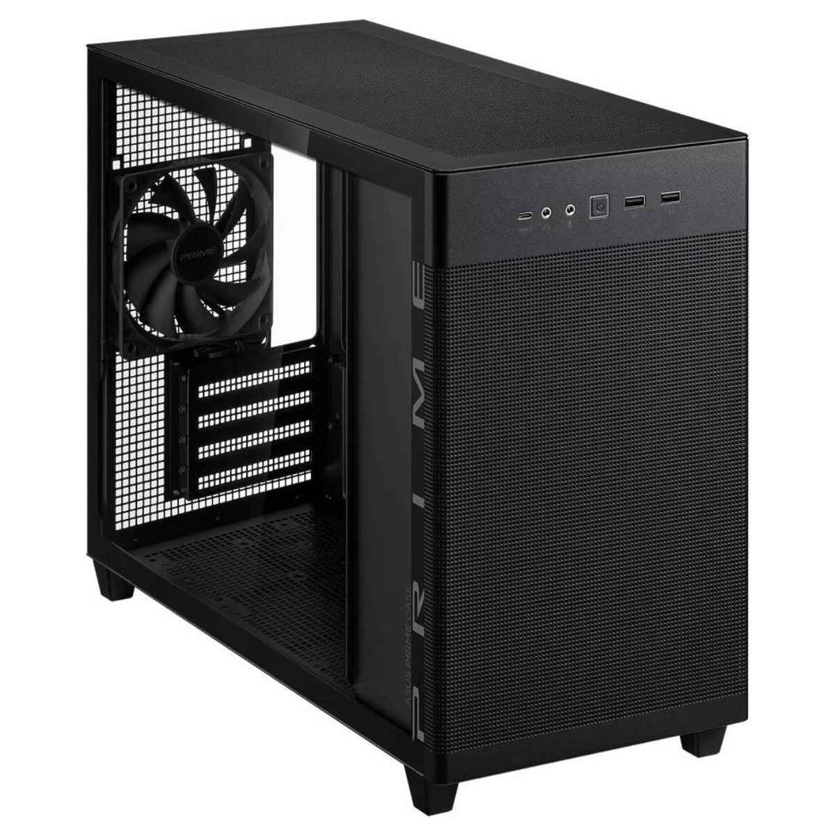 Asus Prime AP201 Tempered Glass MicroATX Computer Case, Removable Dust Filter, Up to 360mm Radiator Support, Up to 4 Fans, Black | 90DC00G0-B39010