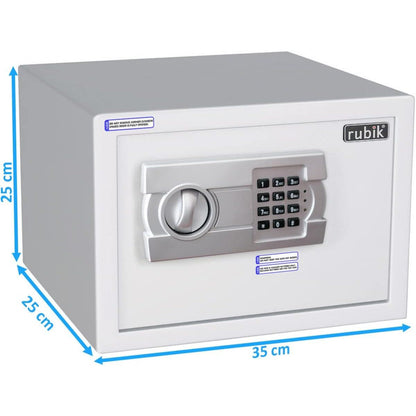 Rubik Medium Safe Box with Digital Keypad & Key Lock – 25x35x25cm, Black / White | RB25EG-B / RB25EG-W