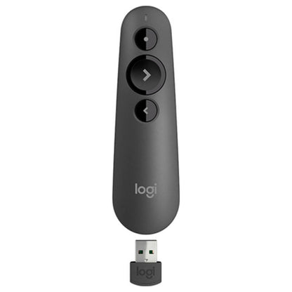 Logitech R500s Laser Presentation Remote | Bluetooth &amp; 2.4GHz Wireless | 20m Range | Integrated Laser Pointer | Graphite | 910-005843