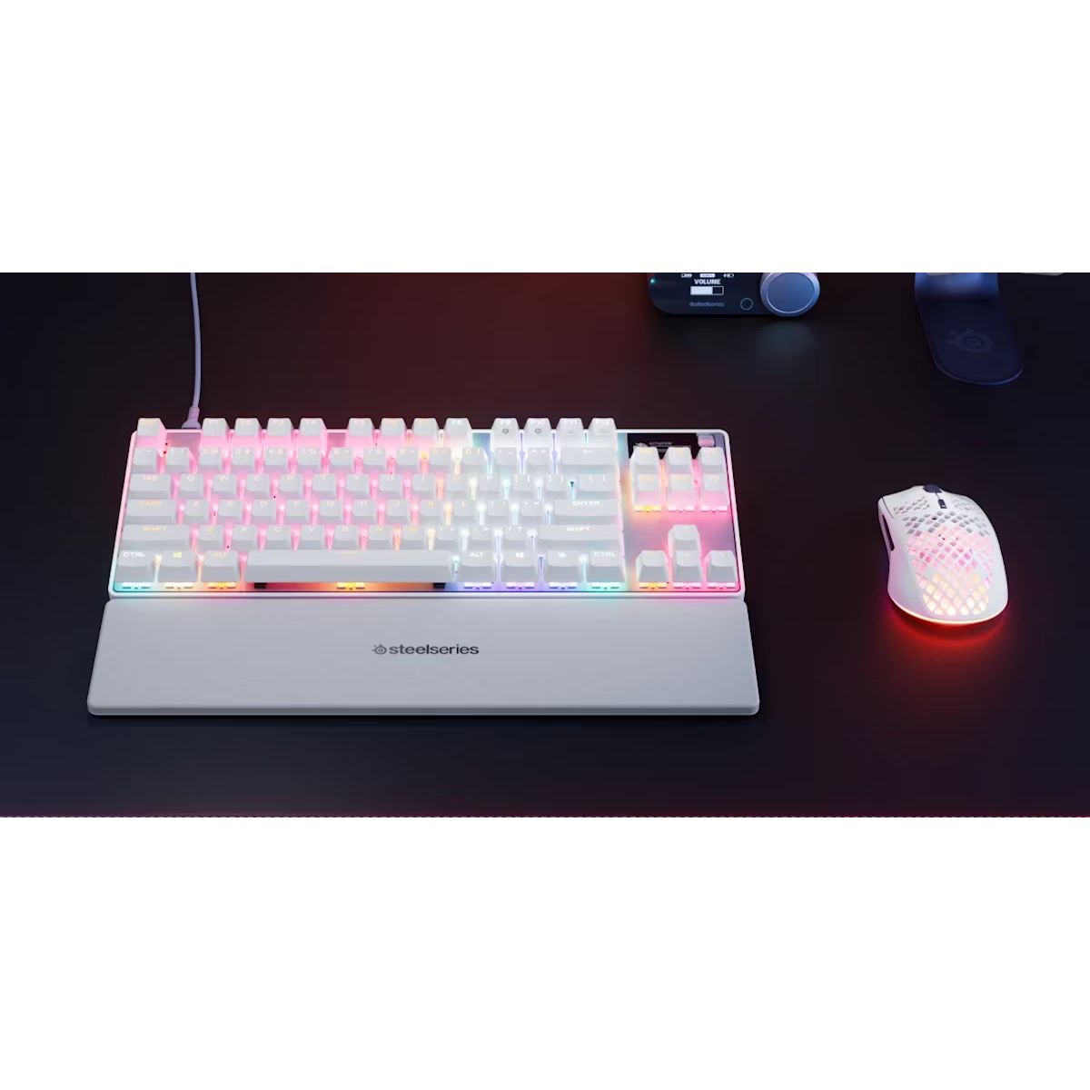 SteelSeries Apex Pro TKL Gen 3 Wireless Gaming Keyboard – White, OmniPoint 3.0, Rapid Trigger, OLED Smart Display