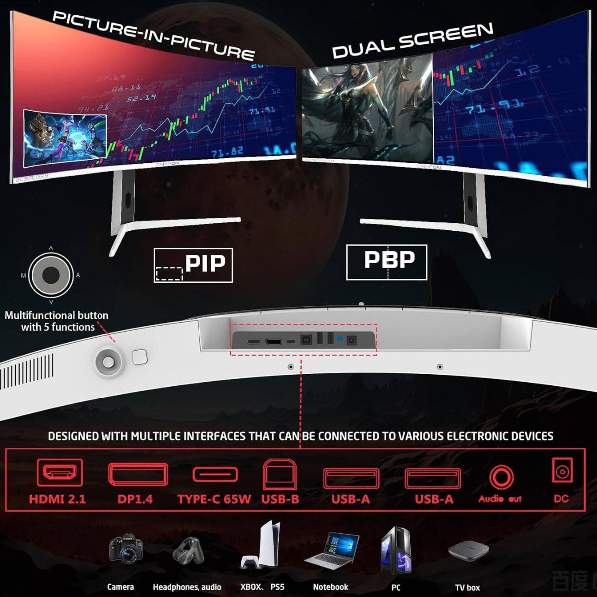 GAMEON GOAC49DQHD120 49-Inch DQHD Curved Gaming Monitor | Fast VA | 120Hz | 0.5ms MPRT | FreeSync & Adaptive-Sync | GOAC49DQHD120