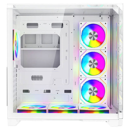 GAMEON Valkyrie I GO-VALKYRIEI-A Mid Tower Gaming Case | ATX / M-ATX / ITX | 7× 120mm ARGB+PWM Fans | 360mm Water Cooling | 400mm GPU Support | White