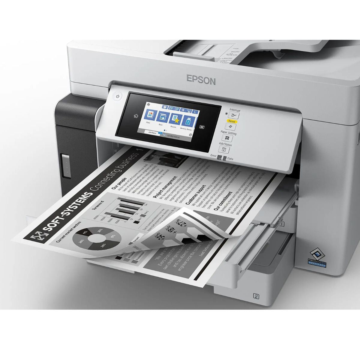 Epson EcoTank Pro M15180 3-in-1 Mono ( Black ) A3 Touchscreen Printer, 4800 x1200 DPI, 25ppm Print Speed, 125 Sheets Output Tray Capacity,, 66,000 Pages / Month Print Volume, White | C11CJ41407BY