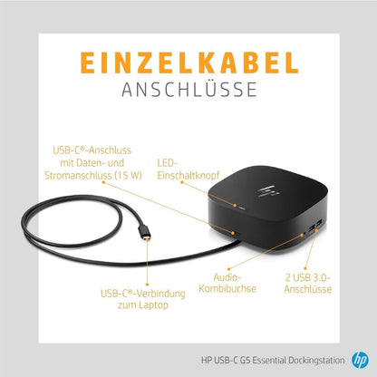 HP USB-C Dock G5 100W | USB-C Docking Station | HDMI | DisplayPort | Gigabit Ethernet | (Open Box Working Unit)