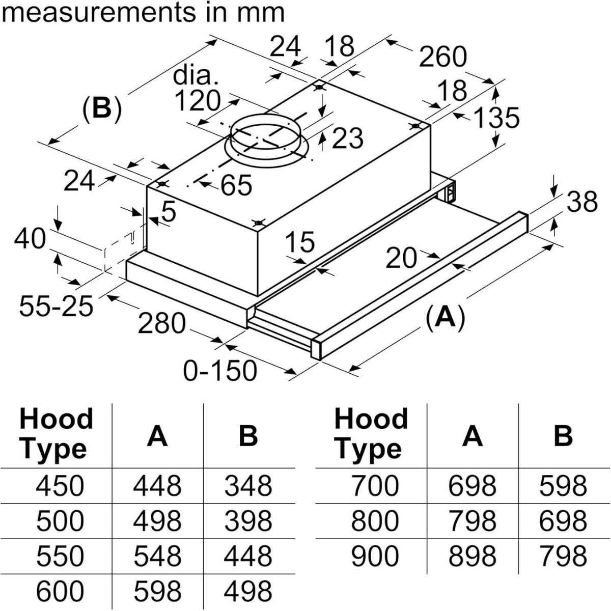 Siemens LI93TCA10M iQ100 Telescopic Cooker Hood, 90cm Width, Built-in Installation Type, 3 Speed Settings, 67dB Sound Power, Silver Metallic
