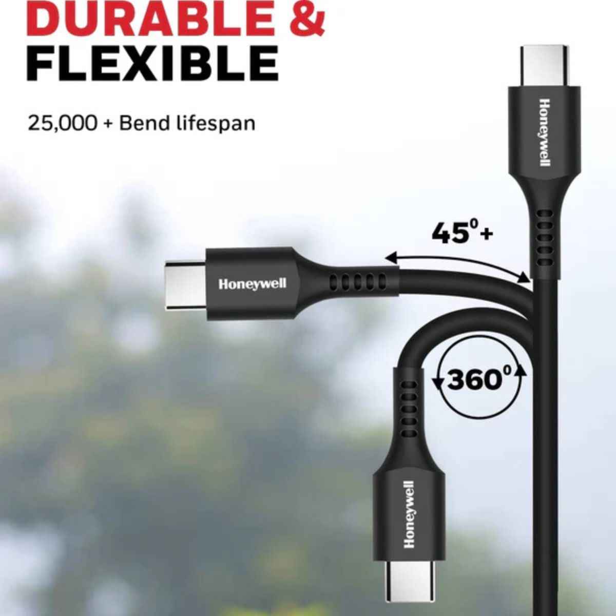 Honeywell Type-C to Type-C USB 2.0 Cable, 1.8 Mtr, Fast Charge & Ultra Soft Silicone Sync Cable, Black