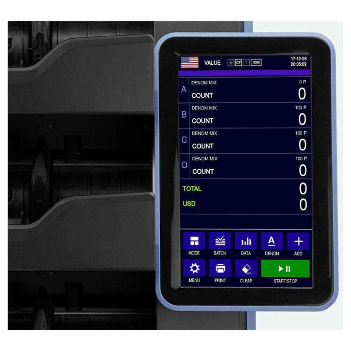 Kisan K5 Desktop high speed 4+1 Pocket Fitness Sorter, 1000 Banknotes Hopper Capacity, 200 Banknotes Stacker Capacity, 20 Auto/Mix (20), Face & Orientation, S/N (OCR), Up to 48 Currencies