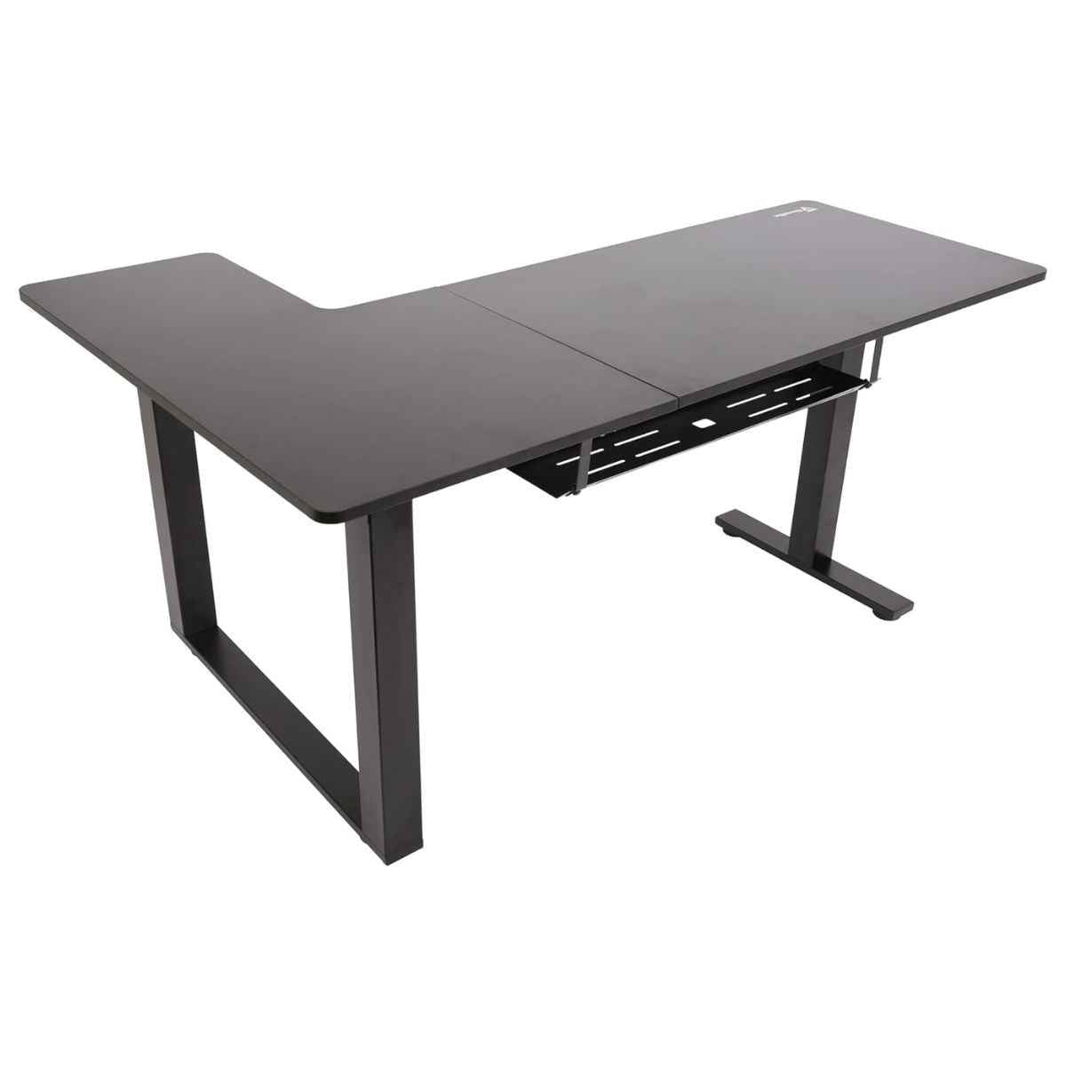 GamerTek Gaming Desk Alpha Pro RGB Flexi Corner Gaming Desk – 160x100cm, Carbon Fiber Texture, L-Shape Design, Black