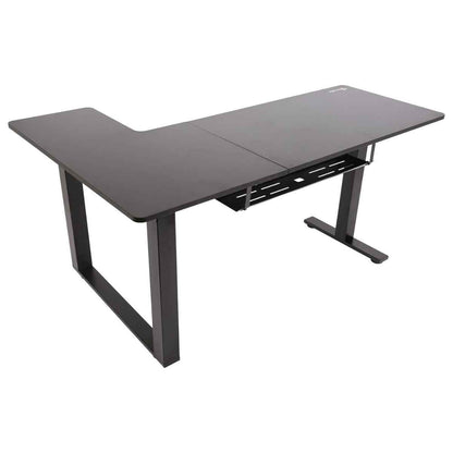 GamerTek Gaming Desk Alpha Pro RGB Flexi Corner Gaming Desk – 160x100cm, Carbon Fiber Texture, L-Shape Design, Black
