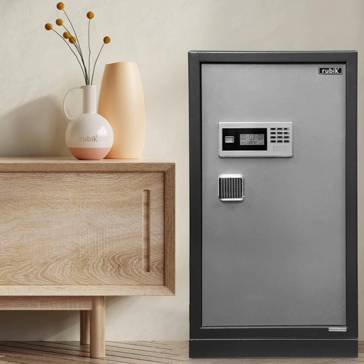 Rubik Large Executive Digital Safe Box RB83XTD – Dual Security Lock, Extra Large Capacity, Heavy-Duty Steel, 90×50×40cm, Black/Grey