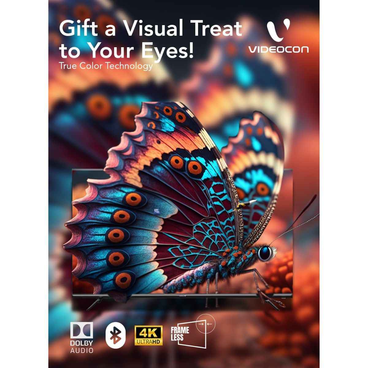 Videocon 50″ 4K UHD Google Smart TV – Edgeless Design, Dolby Audio &amp; Chromecast Built-in