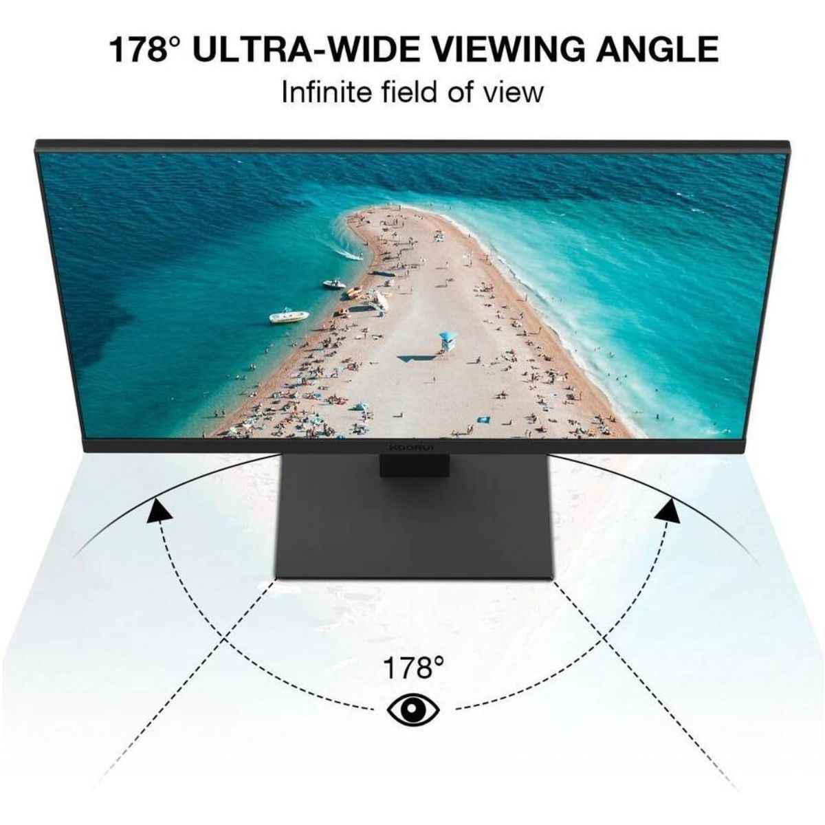 Koorui  22" FHD Business VA Monitor, Ultra Thin Bezel Display, 75Hz Refresh Rate, 5ms Response Time, 99% sRGB Color Gamut, Eye Care, Ergonomic Tilt, VESA Mounting, HDMI VGA Ports, Black | 22N1
