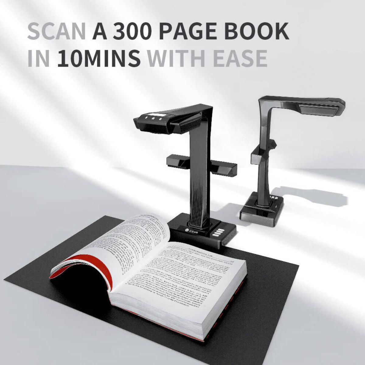 CZUR ET24 Pro Professional Book Scanner, 24 Megapixels, 1.5s Scanning Speed, 320 DPI, Auto Finger Removal Technology, Auto Scanning Engine, Auto Curve-Flattening Technology, Black | ET24 Pro