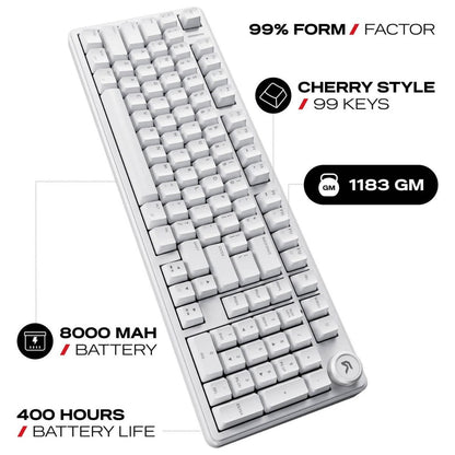 Cybeart Akula 99 Signature Edition Mechanical Gaming Keyboard | 99 Keys + Media Knob | Pre-Lubed Linear Switches | Hot-Swappable | RGB | Tri-Mode | KB-AKULA99TRI-CYB01 / KB-AKULA99TRI-CYB02