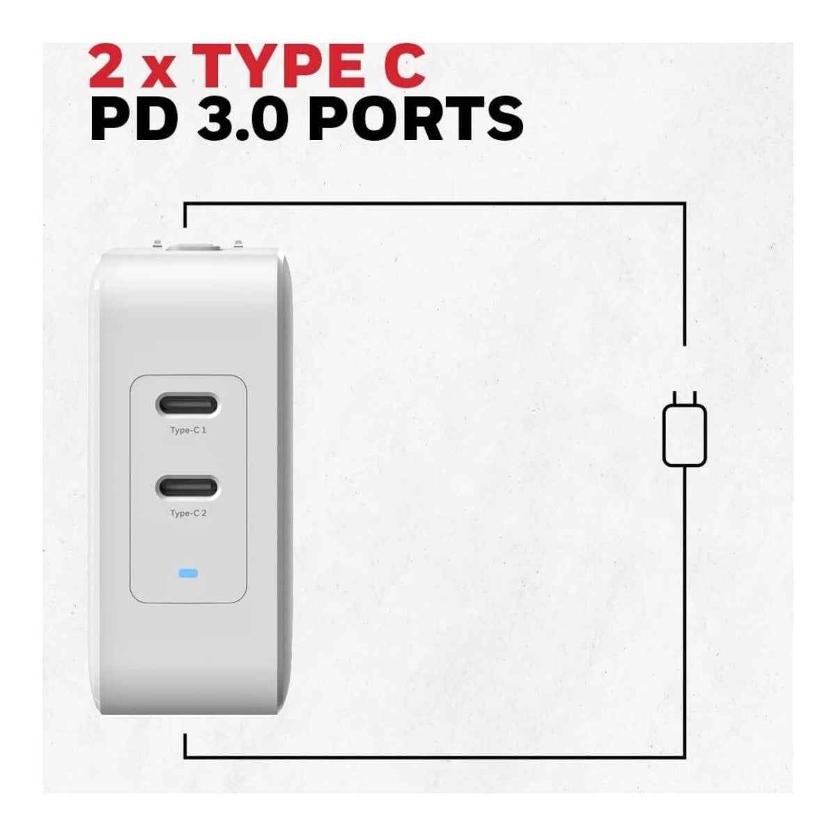 Honeywell Zest Charger GaN 65W, 2xType C PD 3.0 Ports,Equipped with Switchable Plugs,Ultra-Fast Charging Compatible with iPhone,MacBook Air,iPad Pro,Pixel,Galaxy,Laptops