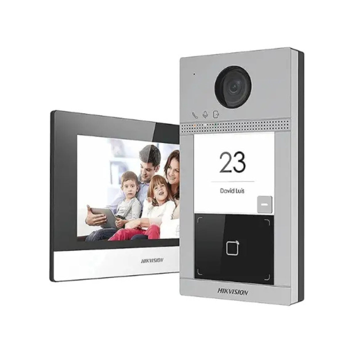 Hikvision DS-KIS604-P(C) IP Video Intercom Kit, Standard PoE, Noise Suppression & Echo Cancellation, WiFi & Ethernet, Config Remotely Via Web, TF Card Storage, 2-Way Audio Communication, Gray