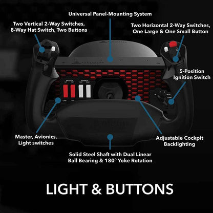 Honeycomb Aeronautical Alpha Flight Controls XPC, Xbox Series X|S & PC Flight Simulator Yoke System, 180° Yoke Rotation, 8-Way Hat Switch, Universal Panel Mounting, Black | HC003653