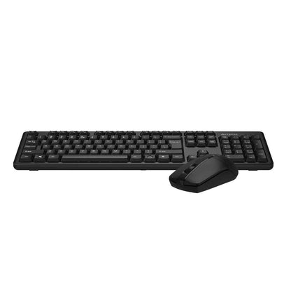 A4Tech 3330N / 3330NS 2.4GHz Wireless Keyboard & Mouse Combo – 1200 DPI, 12 Hotkeys, Silent Click Option, Black