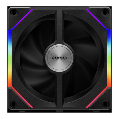 GAMDIAS AEOLUS P2-1201 ARGB PWM Cooling Fan | 120mm | 74.97 CFM Airflow | 1000–2400 RPM | 3.1 mmH₂O Air Pressure | USB Control | Black
