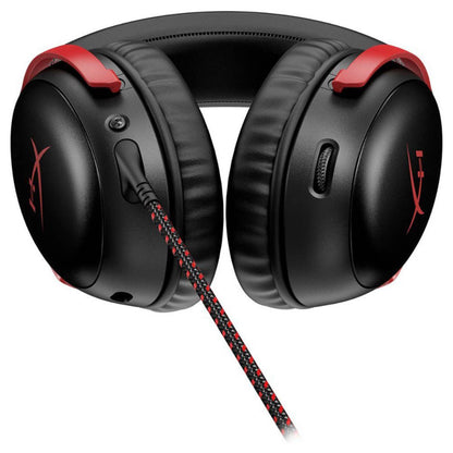HyperX Cloud III Wired Gaming Headset, 53mm Drivers, DTS Spatial Audio, Noise-Cancelling Mic, Multi-Platform, Black/Red