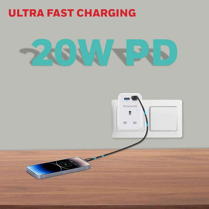 Honeywell 3 Out Surge Cube, Spike Guard, 1 Outlet, PD20W & USB A Port, 255 Joules