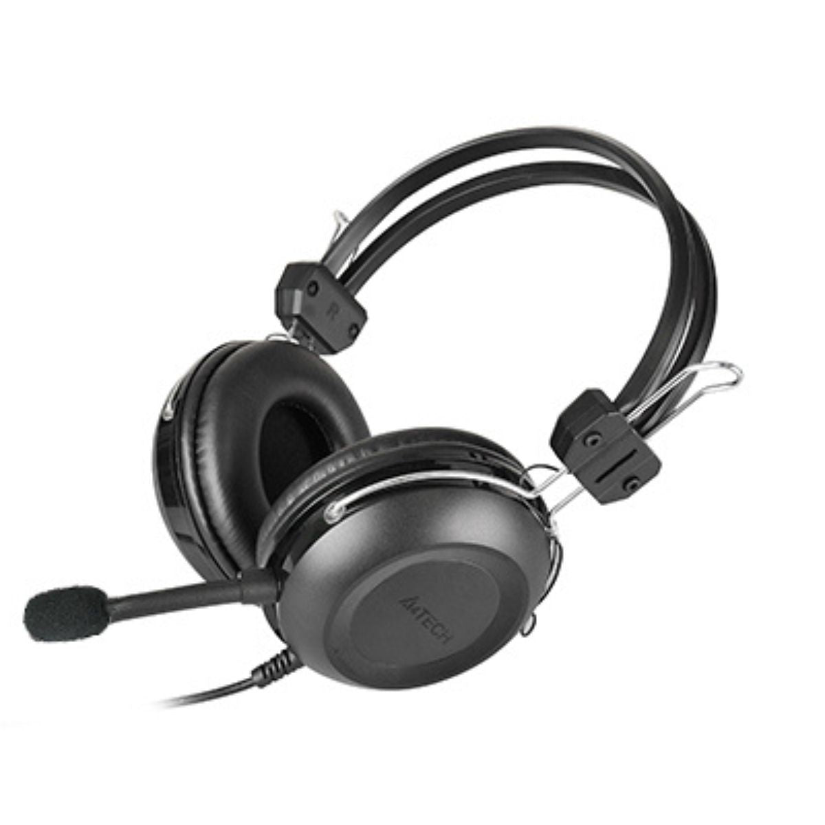 A4Tech HU-35 ComfortFit Stereo USB Headset – 40mm Driver, Noise Cancelling Mic, Volume Control, Black
