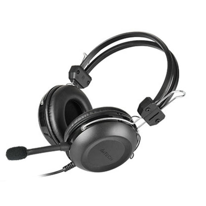 A4Tech HU-35 ComfortFit Stereo USB Headset – 40mm Driver, Noise Cancelling Mic, Volume Control, Black