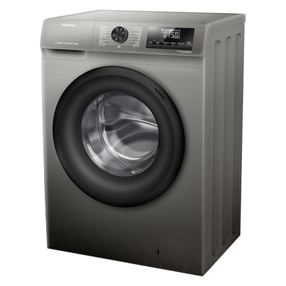 Hisense WFQP8012JTS Front Load Washing Machine, 8kg Capacity, Inverter Motor, 15 Wash Programs, 1200 RPM Spin Speed, Steam Care, White